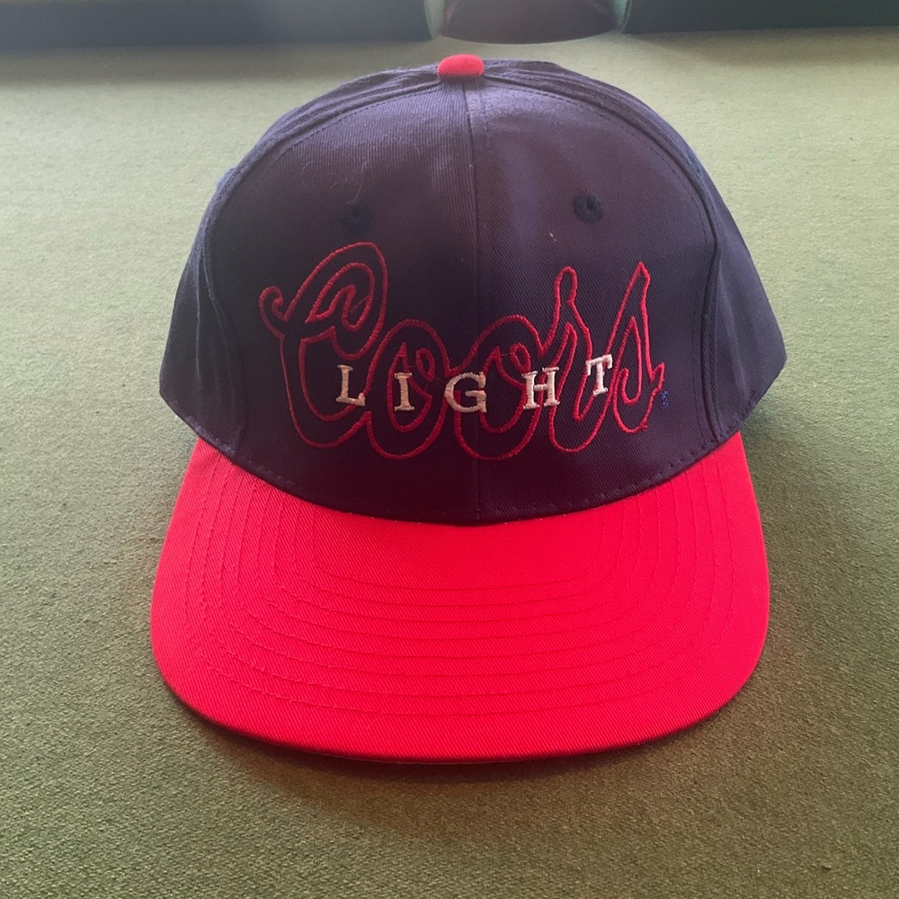 Vintage Coors Light Hat Snapback Banquet Beer Blue Red Script Cap